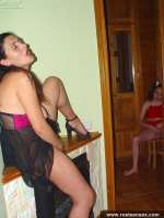 Teen brunette lesbian with MILF friend