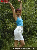 Teen brunette posing outdoor
