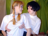Russian teen lesbians with double dildo