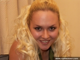 Russian teen blonde slowly undresses and shows pussy