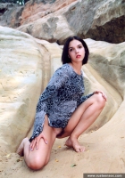 Russian teen outdoor naked posing on the cliff