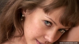 Russian teen brunette pleasing shaved pussy with