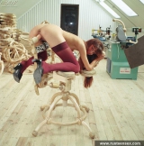 Russian teen redhead masturbates by dildo chair