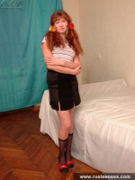 Russian teen redhead masturbates with dildo