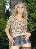 Pantyhose outdoor show of horny blonde girl