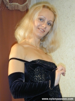 MILF blonde in black stockings