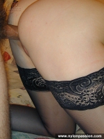 Stockinged teen blonde fucked hard by boyfriend
