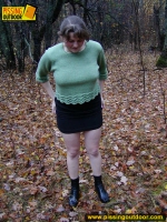 Outdoor pissing on dry leaves