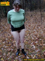 Outdoor pissing on dry leaves