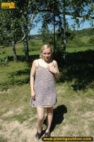 Pissing teen blonge outdoor