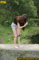 Pissing in the black pool outdoor