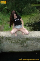 Pissing in the black pool outdoor