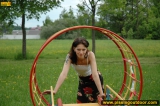 Outdoor pissing on a park slide
