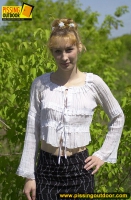 Teen girl looks for safe outdoor pissing