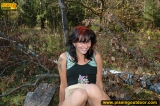 Outdoor pissing on the table in the forest