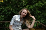 Outdoor pissing of prank blonde on a concrete area