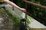 Outdoor pissing of prank blonde on a concrete area