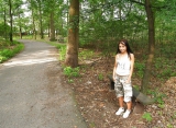 Little brunette in public