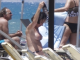 Brunette caught topless in Agia Marina, Creta!