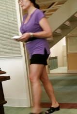Snuck some pics of the secretary\'s thighs and legs.