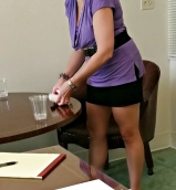 Snuck some pics of the secretary\'s thighs and legs.