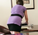 Snuck some pics of the secretary\'s thighs and legs.