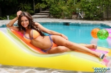 Crissy Moran and her inflatable sun mattres
