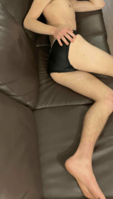 Young teen boy showing off