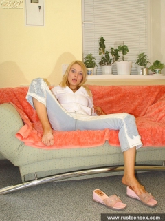 Teen blonde undresses and teases - N