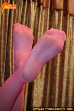 Magenta colored pantyhose look awesome on teen blonde - N
