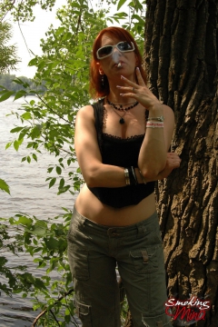 Mina in the woods enjoying a sexy smoking session - N