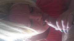 Blonde slut deapthroats cock - N