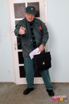 Hard-working postman delivers a - N