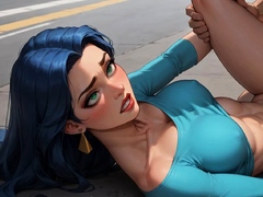 Blue Hair Milk Goddess Sips Double Penises