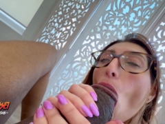 Big cock EXGF interracial busty geek coed blowjob