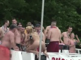 many Teens dancing nude at public party