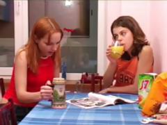 Masha and Ivana teens peeing on toilet