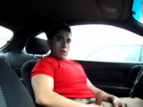 Hairy Latino bud jacks off in his car