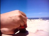 Amateur beach handjob