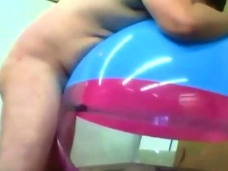 Big inflatable beach ball fuck cum inside