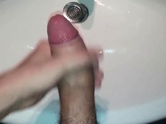 Big fat white cock cumshot