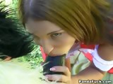 Girl sucking huge cock in the woods toy bear