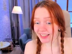 Redhead Busty Teen With Glasses Masturbating