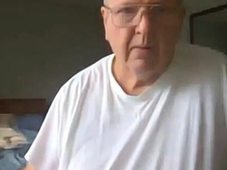 old man jerking his big dick