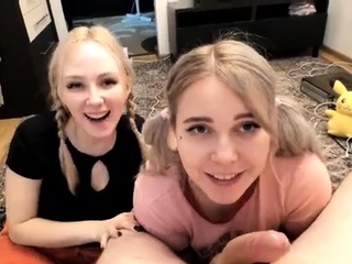 Cute blonde teen girlfriend awesome POV blowjob