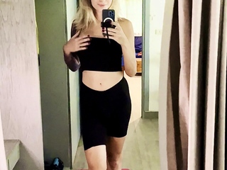 Shemale tranny enjoying solo masturbation