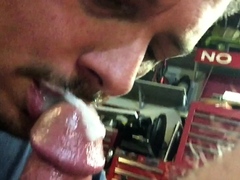 Hairy Chub gets Gay Mushroom Blowjob and Shoots Big Load