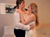 Blonde and brunette lesbians munch their asses