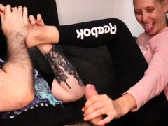 Cute teen girl enjoys foot fetish