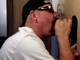 Horny DILF cocksucking BBC in gloryhole